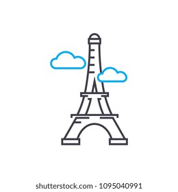Eiffel tower linear icon concept. Eiffel tower line vector sign, symbol, illustration.