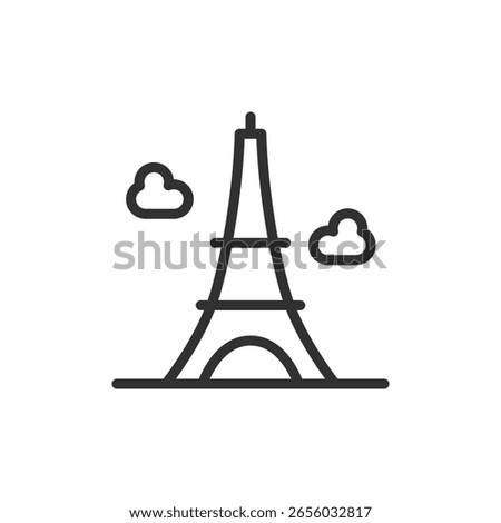 Eiffel Tower, linear icon. Landmark, tourism, or travel destination. Line with editable stroke.