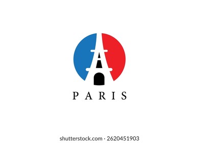 Eiffel Tower logo design Paris France silhouette Vector Illustration
