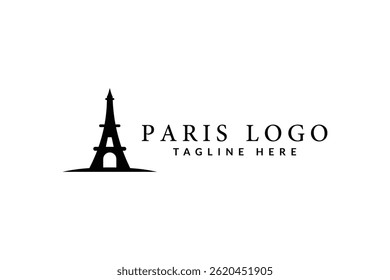 Eiffel Tower logo design Paris France silhouette Vector Illustration