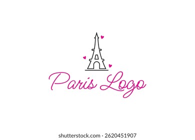 Eiffel Tower logo design Paris France silhouette Vector Illustration