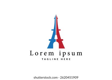 Eiffel Tower logo design Paris France silhouette Vector Illustration