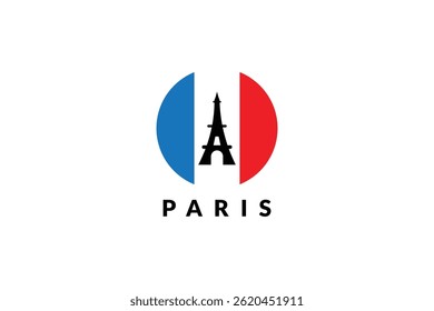 Eiffel Tower logo design Paris France silhouette Vector Illustration