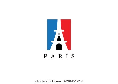 Eiffel Tower logo design Paris France silhouette Vector Illustration