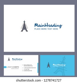Eiffel tower Logo design with Tagline & Front and Back Busienss Card Template. Vector Creative Design
