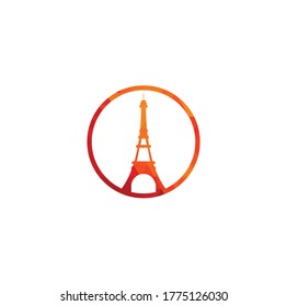 Plantilla de diseño del logotipo de la torre Eiffel. Diseño del logo de París.