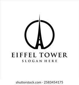 Eiffel tower logo design template vector.