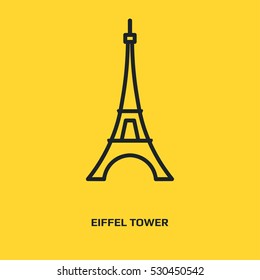 Eiffel Tower logo graphic design concept. Editable element, can be used as logotype, icon, template in web and print. Thin line icon. Black Flat iron building. France capital iron structure.