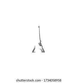 diseño de iconos de la torre de eiffel con estilo de arte de línea simple