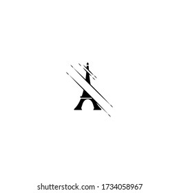 diseño de iconos de la torre de eiffel con estilo de arte de línea simple