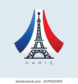 Eiffelturm, Logo-Ikone, Paris Stadt Frankreich Flagge
Flache Ausführung, Silhouette, Struktur, 