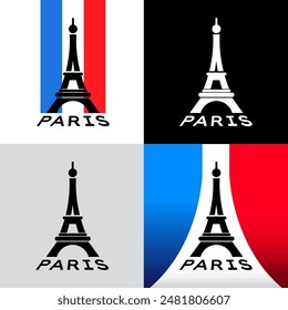Eiffel tower, logo icon, Paris city France Flag
Flat design, silhouette, structure, architecture
