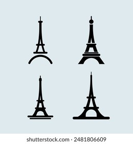 Eiffel tower, logo icon, Paris city France Flag
Flat design, silhouette, structure, architecture