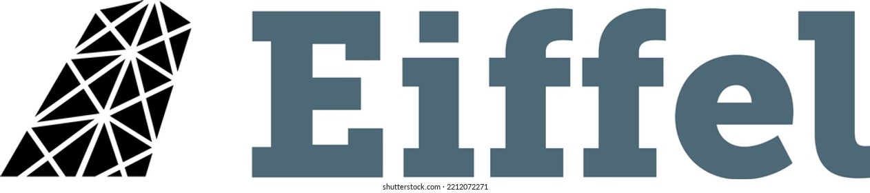 Eiffel tower logo with name made with simple lines and curves