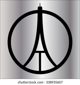 Eiffel Tower Logo .Paris Icon design, peace, hope sign.