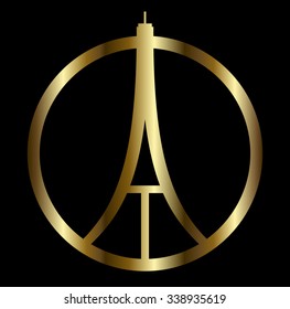 Eiffel Tower Logo .Paris Icon design, peace, hope sign.