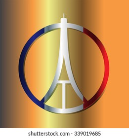 Eiffel Tower Logo .Paris Icon design, peace, hope sign. flag. pray for paris