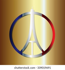 Eiffel Tower Logo .Paris Icon design, peace, hope sign. flag. pray for paris