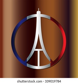 Eiffel Tower Logo .Paris Icon design, peace, hope sign. flag. pray for paris