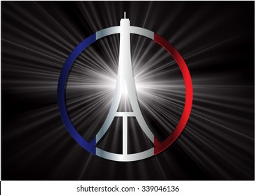 Eiffel Tower Logo .Paris Icon design, peace, hope sign. flag. pray for paris