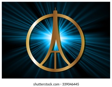 Eiffel Tower Logo .Paris Icon design, peace, hope sign. flag. pray for paris