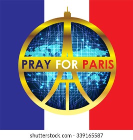 Eiffel Tower Logo .Paris Icon design, peace, hope sign. flag. pray for paris