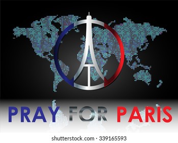 Eiffel Tower Logo .Paris Icon design, peace, hope sign. flag. pray for paris