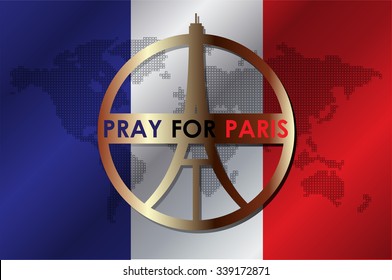Eiffel Tower Logo .Paris Icon design, peace, hope sign. flag. pray for paris