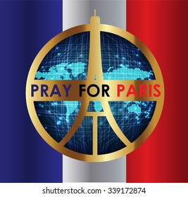Eiffel Tower Logo .Paris Icon design, peace, hope sign. flag. pray for paris