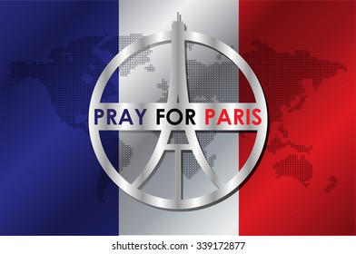 Eiffel Tower Logo .Paris Icon design, peace, hope sign. flag. pray for paris