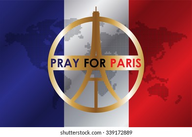 Eiffel Tower Logo .Paris Icon design, peace, hope sign. flag. pray for paris