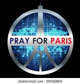 Eiffel Tower Logo .Paris Icon design, peace, hope sign. flag. pray for paris
