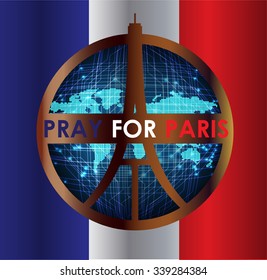 Eiffel Tower Logo .Paris Icon design, peace, hope sign. flag. pray for paris