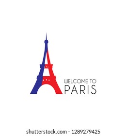 Eiffel tower logo with text Welcome to Paris
