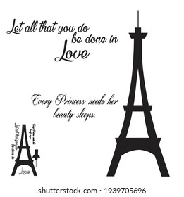 Eiffel tower love quote phrase text wall decal