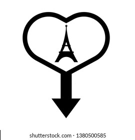 eiffel tower and map pin