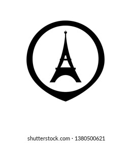 eiffel tower and map pin