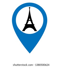 eiffel tower and map pin