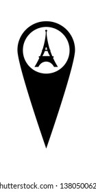 eiffel tower and map pin