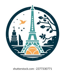 Eiffel tower, minimal design, paris, france, vector illustration, high resolution, ideal for printing, creative logo, EPS.