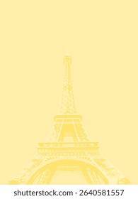 Eiffel Tower modern poster graphic design. Paris, France cool graphics in yellow.