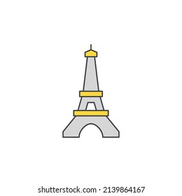 Eiffel tower, monument landmark icon in color icon, isolated on white background 