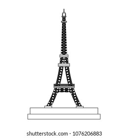 Eiffel tower monument on black and white