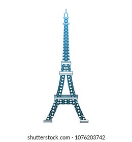 Eiffel tower monument on blue lines