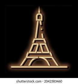 vector de señal de luz de neón de la torre eiffel. Icono brillante símbolo de torre de eiffel. ilustración de símbolo transparente