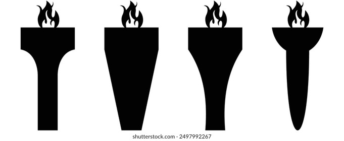 Eiffel tower olympic torch. Torch fire icons collection Vector icon set.
