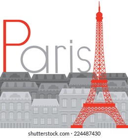 Eiffel Tower on the background of the city, vector illustration