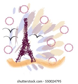 Eiffel Tower on the background color spray