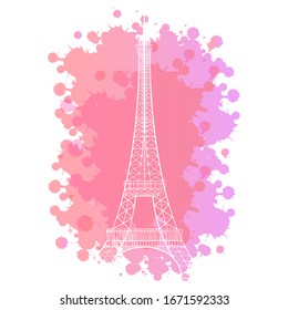 
the Eiffel tower on a beautiful pink background.