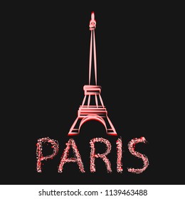 Eiffel Tower on black background, Paris, France